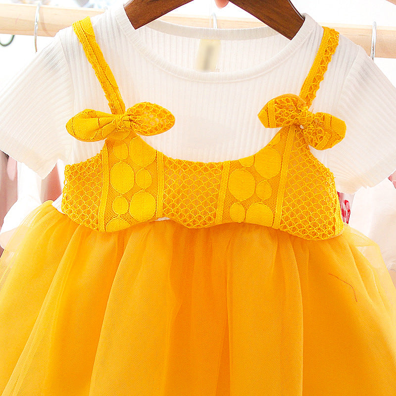 New Girl Foreign Trade Short-sleeved Baby Mesh Princess Dress