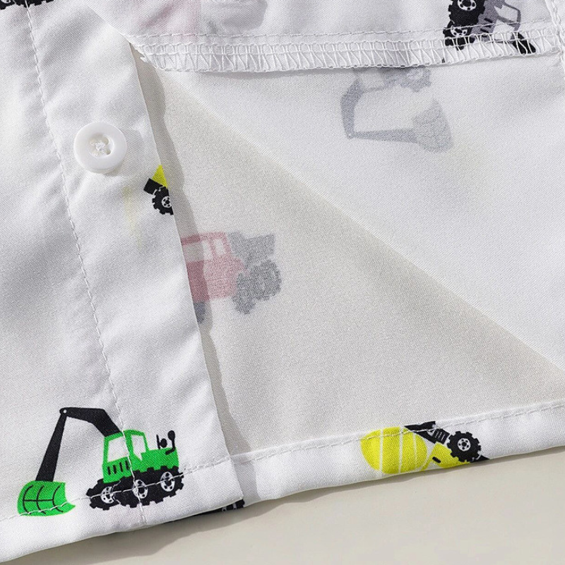 Truck Printed Shirt and Bib Shorts Two-Piece Set for Babies