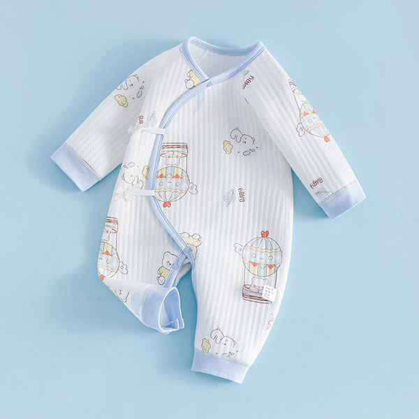 Newborn Baby Cotton Jumpsuit Full Print Blue Cloud Bear Clothing Romper