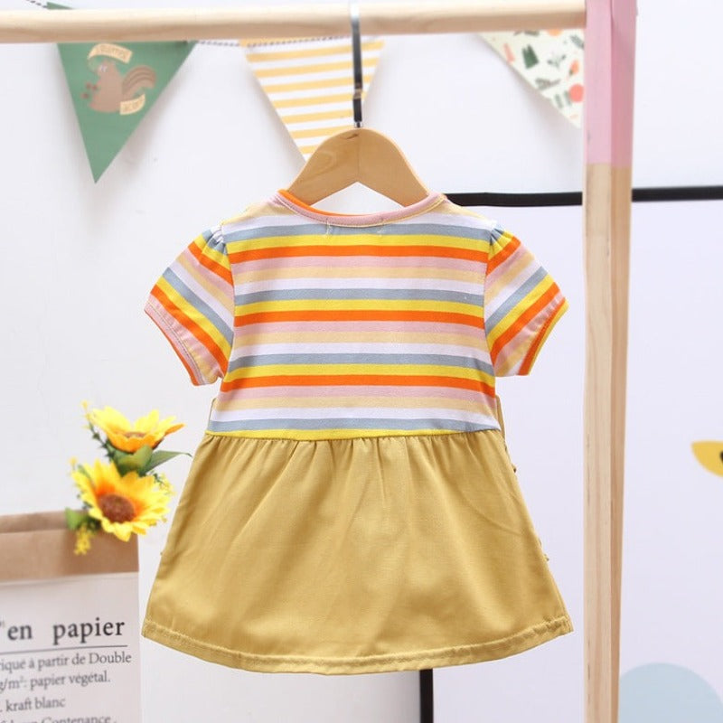 Short-Sleeved Western-Style Tops and Skirts For Baby Girl