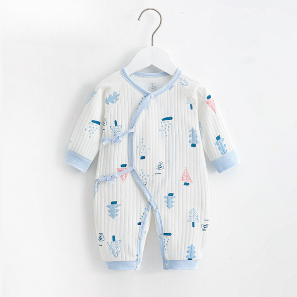 Newborn Baby Cotton Jumpsuit Blue Forest Print Clothing Romper