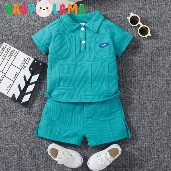 Boy's Solid Color Lapel Short-sleeved  Top Fashion Suit